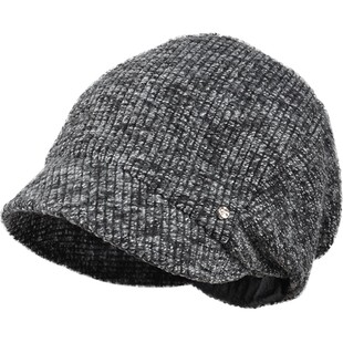 卡蒙女帽子保暖加绒秋冬贝雷帽时尚针织帽檐款冷帽加厚后托堆堆帽