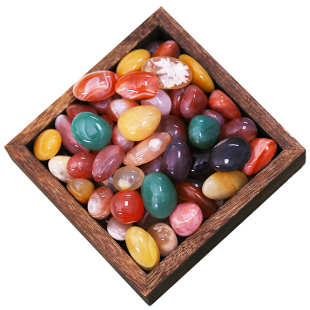 五彩雨花石天然鹅卵石鱼缸造景摆件底部砂石彩色石头花盆装饰石子