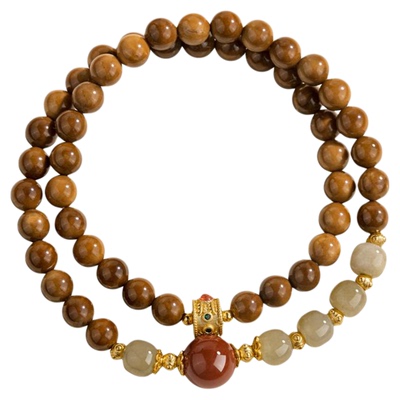 五台山库克菩提和田玉糖玉手串女