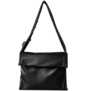 kikani 斜挎邮差包男款通勤休闲报童包真皮大容量单肩折叠托特包