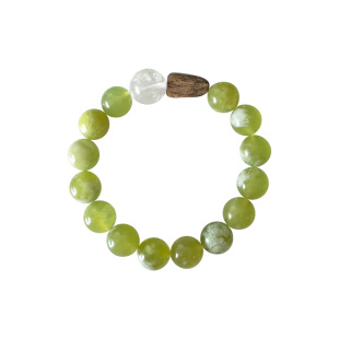 曦光里【丰盛】专注/机会 情侣黄水晶沉香天然岫玉手串链新年礼物