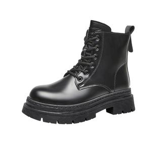 回力马丁靴女款2025新款秋冬加绒厚底短靴百搭黑色靴子英伦风女靴