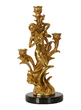 法式复古奢华全铜装饰女神欧式轻奢别墅客厅餐厅大气中古人像摆件