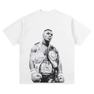 美式复古Tyson拳王泰森hiphop重磅纯棉宽松短袖数码直喷t恤潮流男