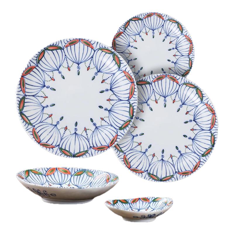 日本进口维纳斯轻量陶瓷盘日式釉下彩瓷器家用千代源碗碟套装餐具