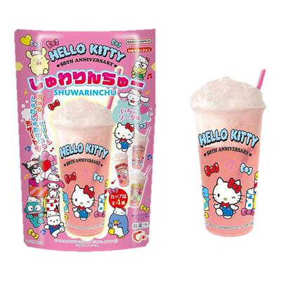日本万代 三丽鸥HelloKitty50周年杯子草莓饮料食玩盲袋4种图案