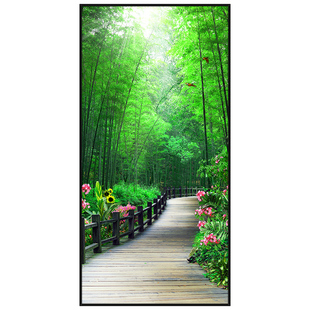 入户玄关中式风景装饰画自粘壁画客厅背景墙走廊走廊挂画壁纸墙贴