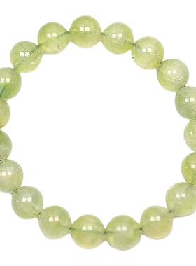 天然葡萄石手串圆珠手链清新女款无优化绿水晶奶绿色复古穿衣搭配