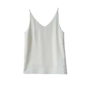 LIMONN气质通勤白色细跟v领缎面露背吊带质感背心女上衣夏装新款