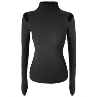 dancebaby拉丁舞服练功服女小漏肩国标舞上衣百搭短袖练习服DA444