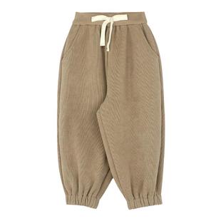 utouto大耳象女童收口运动裤2023冬季新款女宝宝纯色休闲裤子