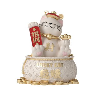 稳赚招财猫桌面摆件新店开业礼物生意兴隆店铺前台收银台装饰品