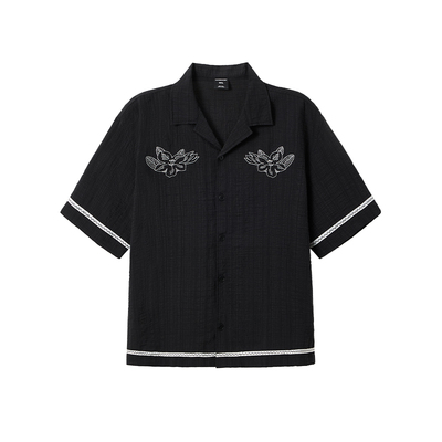 韦恩泽维尔古巴领短袖休闲衬衫