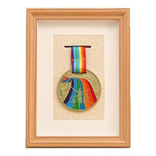 实木立体中空马拉松奖牌展示相框摆台keep荣誉徽章架定制做收纳盒