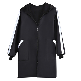 家用厨房围裙长袖女加绒大人罩衣防水保暖加厚工作服反光条外套男