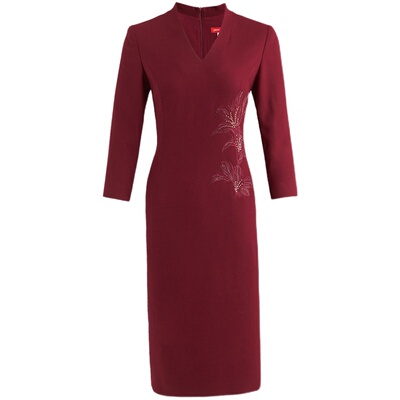 商场同款皮尔卡丹女装新款通勤淑女端庄优雅连衣裙P0318DL18R0