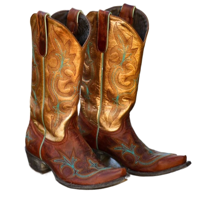 美国复古西部牛仔靴牛皮骑马靴