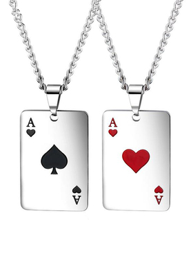 黑桃a项链男女扑克牌挂饰毛衣链