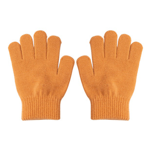 儿童秋冬季手套男女通用款糖果色保暖针织毛线女童写字可爱分指