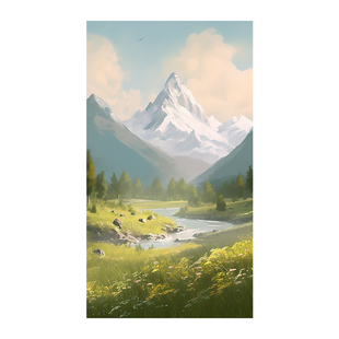 云间雪岭油画风玻璃贴纸卫生间防窥膜浴室厨房窗户防走光静电贴膜