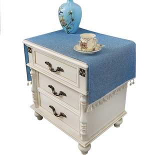 现代简约卧室床头柜盖布打印机防尘布艺遮盖巾长方形纯色棉麻定做