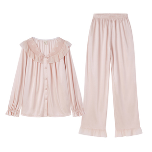 RoseTree冰丝睡衣女款春秋季长袖宫廷公主风蕾丝复古家居服套装