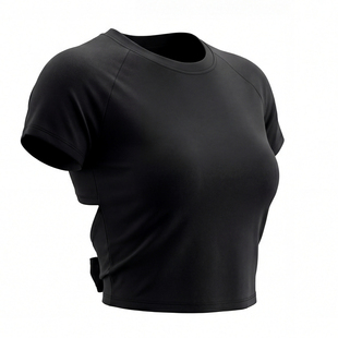 健身女孩带胸垫瑜伽服短袖纯欲系带美背跑步普拉提训练运动上衣夏