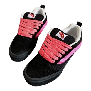 knu skool黑粉拼色胖胖面包鞋男女情侣鞋复古百搭黑色休闲滑板鞋