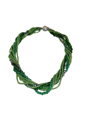 多层缠绕米珠磁吸项链