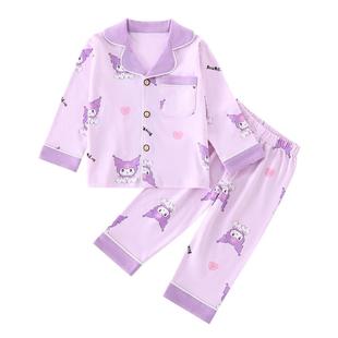 女童睡衣春秋季新款纯棉a类女孩公主风儿童家居服宝宝中大童开衫