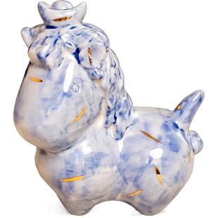 围炉集物生肖马摆件高级感青花瓷吉祥物办公室招财可爱景德镇陶瓷