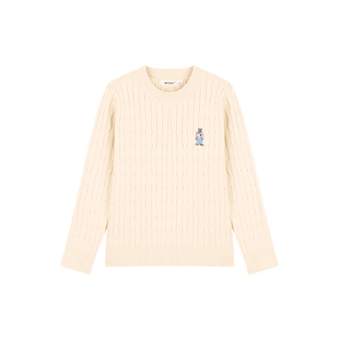 Amybaby女童上衣冬季2025新款俏皮卡通麻花小熊刺绣针织毛衣