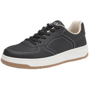 大东男鞋2025秋季新款时尚休闲鞋简约舒适中跟系带透气运动板鞋