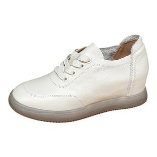 头层牛皮内增高小白鞋女夏2026新款季百搭休闲牛筋底软底坡跟单鞋