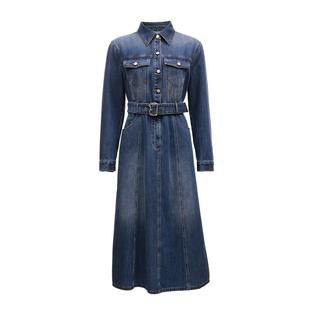 绫致Vero Moda连衣裙女25秋含棉再生纤维素纤维收腰A字牛仔裙