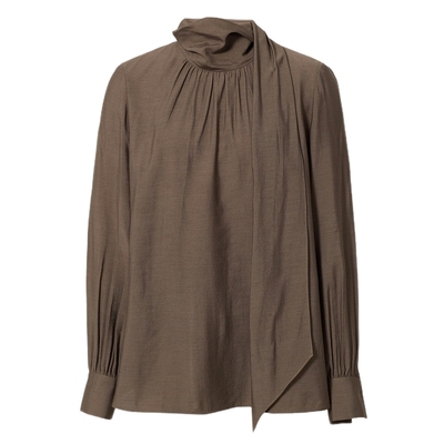 伊芙丽定色定染围裹式飘带领小上衣职场气质衬衫2025冬季新款女