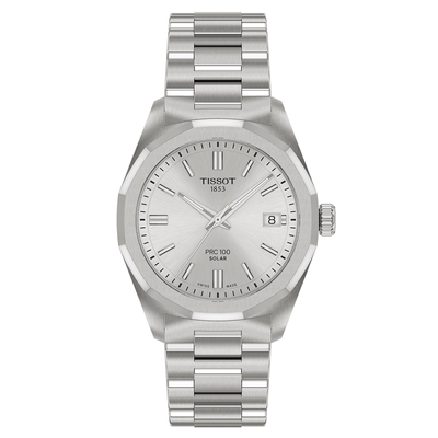 天梭聚光系列太阳能石英钢带手表