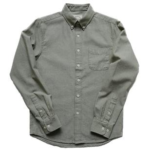 小溪原创纯棉休闲衬衫男人字纹长袖修身青少年帅气春季基础款衬衣