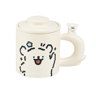 言仓线条小狗泡茶杯茶水分离马克杯家用办公室养生小众女生礼物