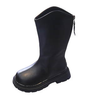 女童鞋子2025秋冬季款儿童马丁靴中筒皮靴女宝宝靴子公主风烟筒靴