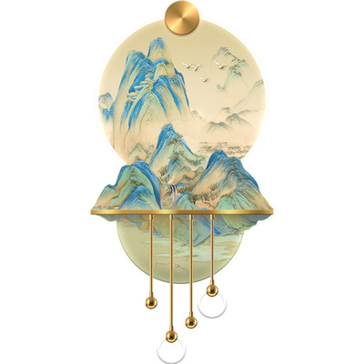 QICHO玄关新中式千里江山图挂画