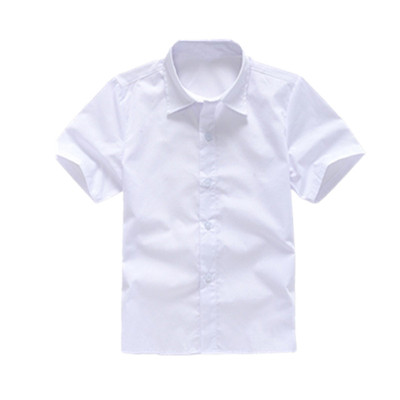 男童长袖白衬衫女童短袖衬衣