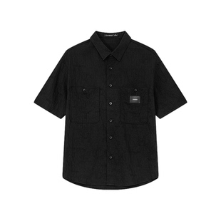 CAISEDI/凯施迪莱赛尔翻领短袖衬衫男士夏季时尚潮流百搭宽松男装