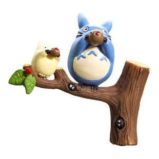 树杈上吹埙吉喳蓝猫吉力猫手办微景观园艺造景公仔龙猫日系摆件小