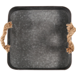 复古铁艺家居收纳托盘正方形水果框食物带提手金属篮盒子摆拍道具