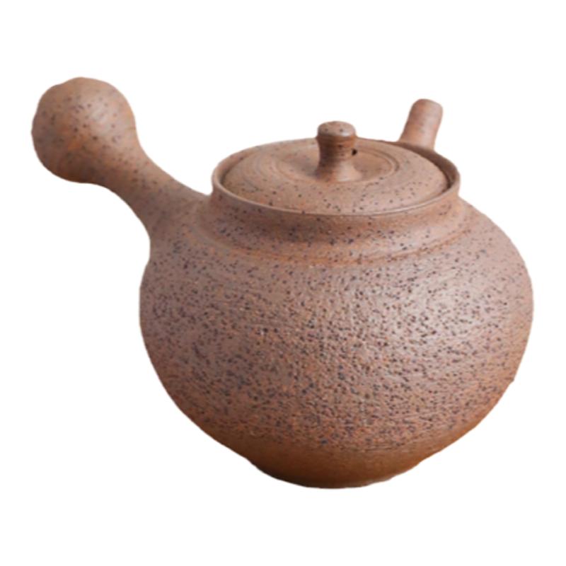 日本常滑烧手工侧把茶壶北条-77一品作210ml附赠老师绘画签名卡片