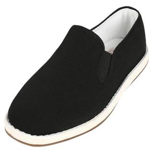 艾草老美华冬季加绒防滑软底老北京布鞋男千层底一脚蹬保暖棉鞋男