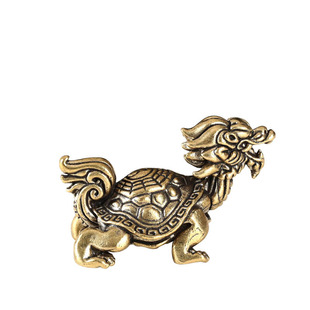 纯黄铜龙龟玄武瑞兽摆件桌面茶宠茶玄关镇宅几文镇创意吉祥物摆饰