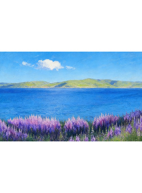 大芬村手绘紫岸澄湖客厅油画