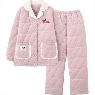 SLEEPTIGHT珊瑚绒三层夹棉睡衣女